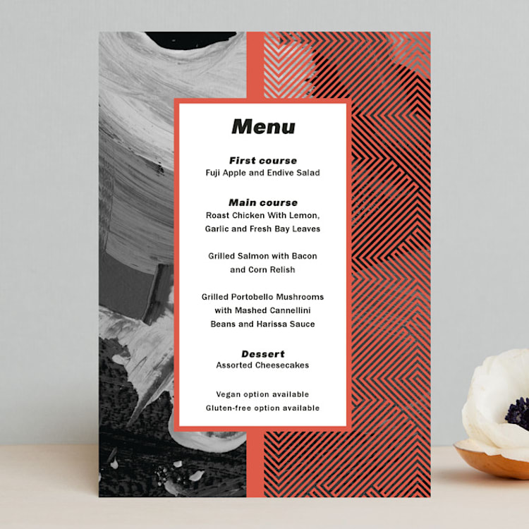 "Alexis" - Menus in Coral by Calee A.H. Cecconi - Front