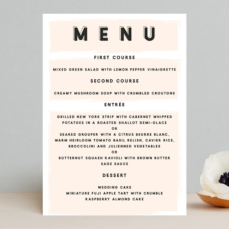 "bold blush" - Menus in Blush by frances mathys - Front
