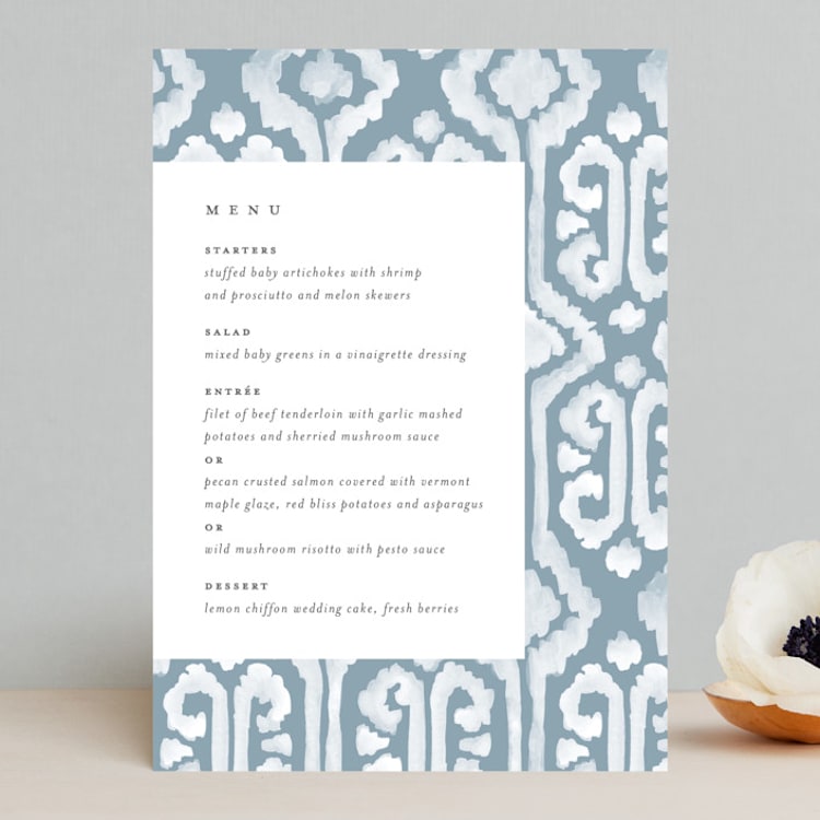 "Painted Ikat" - Menus in Frost by Liz Conley - Front