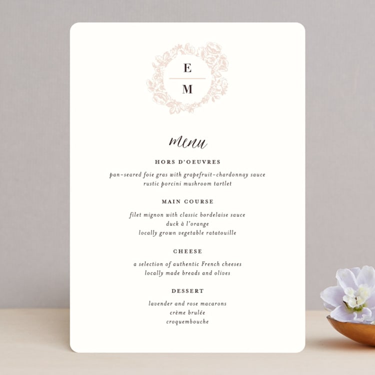 "French Roses" - Menus in Blush by 2birdstone - Front