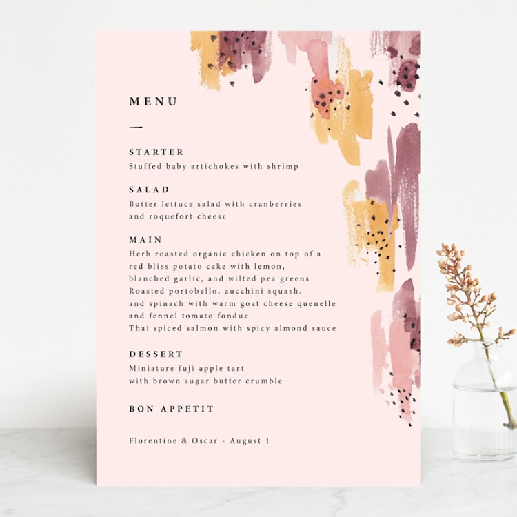 "Mod Brush" - Menus in Blush by Lisa Fee Paura - Front