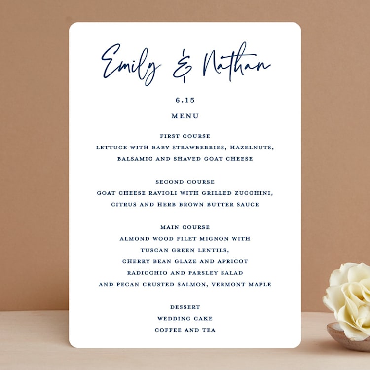 "Semi Formal" - Menus in Navy by Kerry Doyle - Front