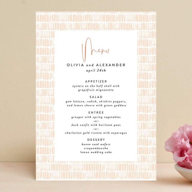 "Posie Garden Bouquet" - Menus in Peach by Erika Firm - Front