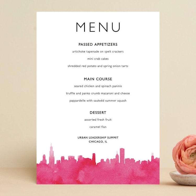 "Skyline Chicago" - Menus in Magenta by Laura Condouris - Front