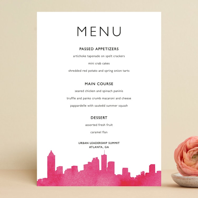 "Skyline Atlanta" - Menus in Magenta by Laura Condouris - Front