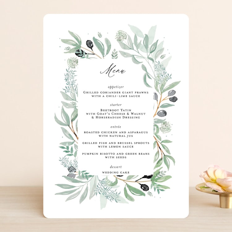 "Olivier" - Menus in Olive by Bonjour Paper - Front