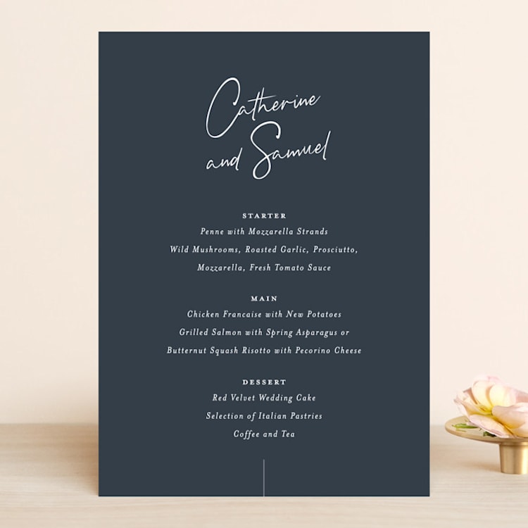 "Proposal" - Menus in Marine by Sandra Picco Design - Front