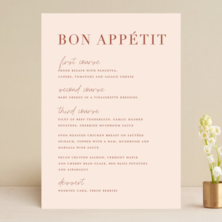 "Classic refresh" - Menus in Peaches by Stacey Meacham - Front