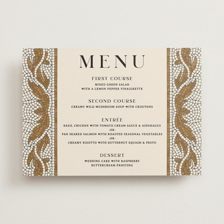 "Floral mosaic" - Menus in Sand by GeekInk Design - Front