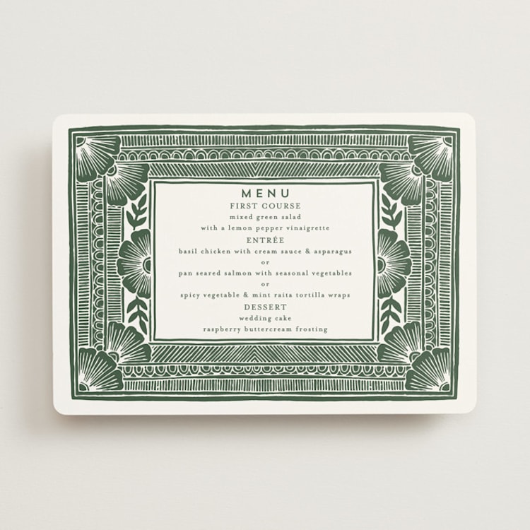 "Block Print Frame" - Menus in Fern by Katharine Watson - Front