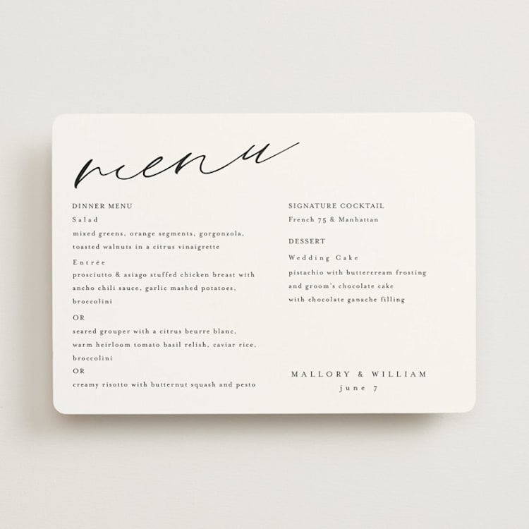 "Cielo" - Menus in Ecru by Anna Elder - Front