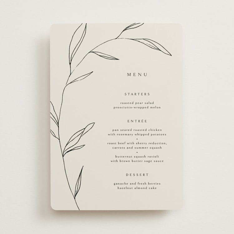 "Waldorf" - Menus in Taupe by Kelly Schmidt - Front