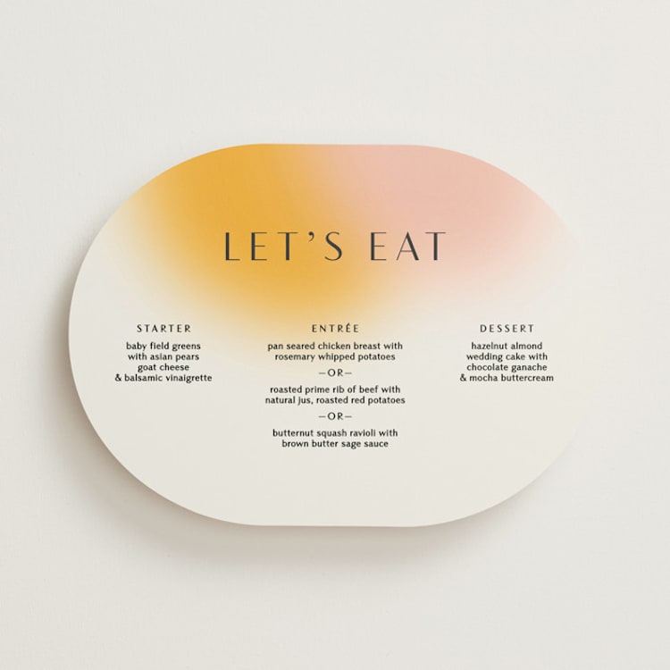 "Blend" - Menus in Honeysuckle by Sarah Lenger - Front
