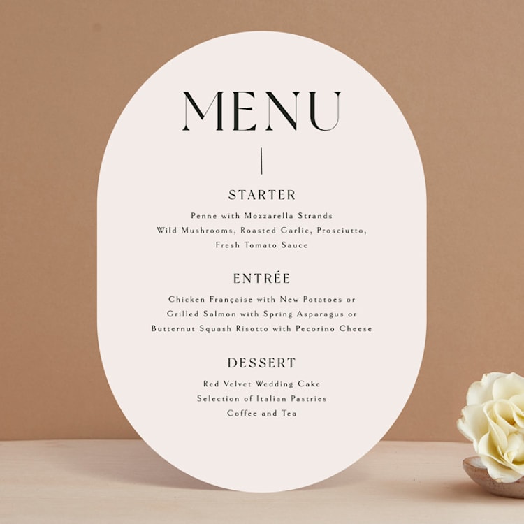 "Genevieve" - Menus in Cream by Sandra Picco Design - Front