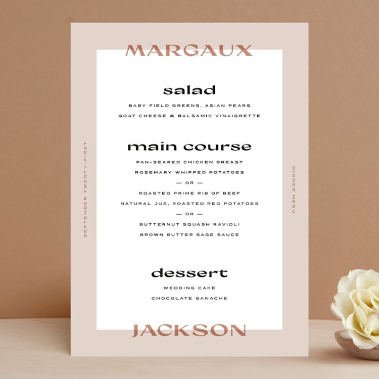 "margaux" - Menus in Sand by Lindsay Stetson Thompson - Front