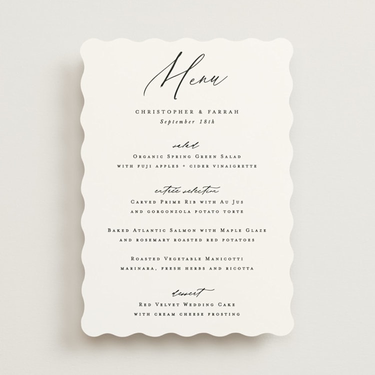 "Beautifully Scripted" - Menus in Pearl by Hooray Creative - Front