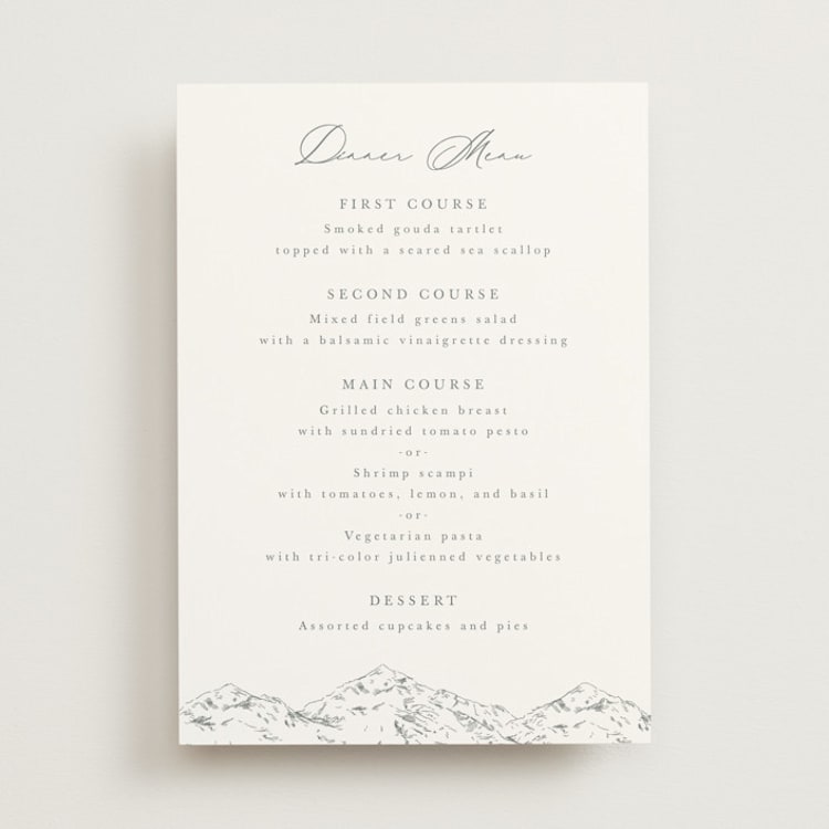 "Mountainview" - Menus in Pewter by Sarah Brown - Front