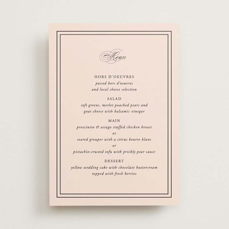 "Story Line" - Menus in Petal by Kimberly FitzSimons - Front