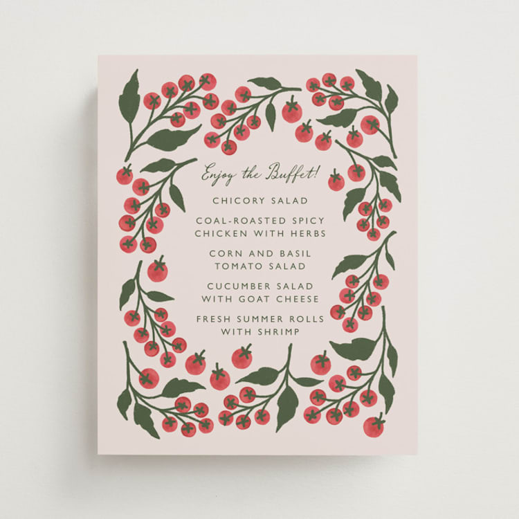 "Cherry Tomatoes" - Menu Signs in Tomato by Katharine Watson - Front