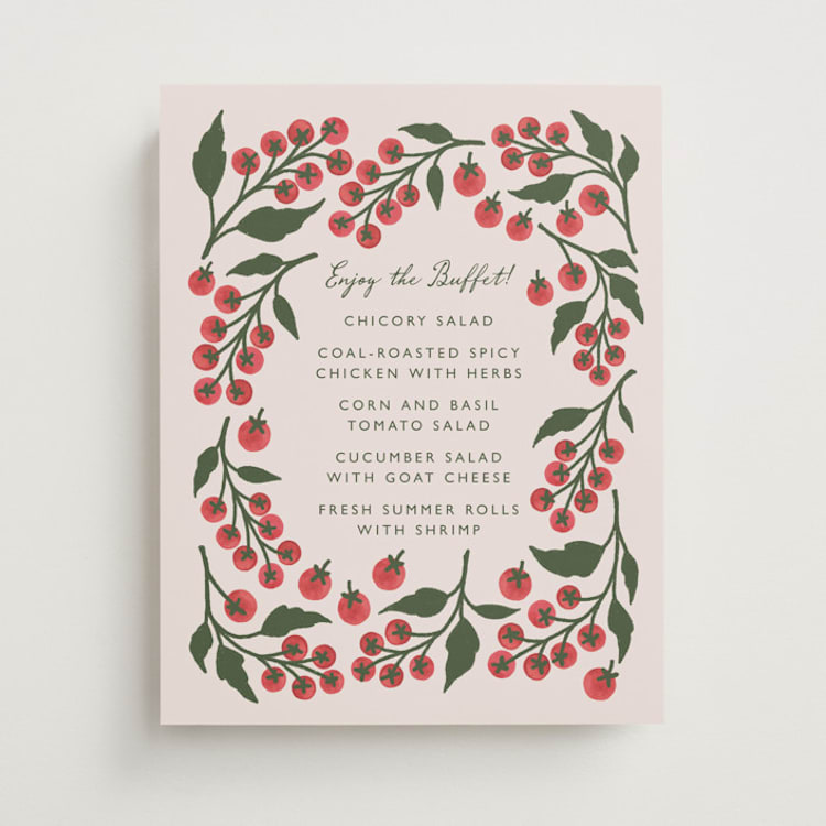 "Cherry Tomatoes" - Menu Signs in Tomato by Katharine Watson - Front