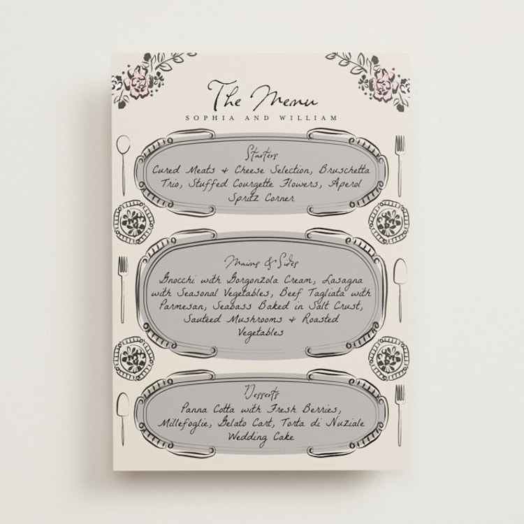 "Gathering Joy" - Menu Signs in Champagne by Ana de Sousa - Front