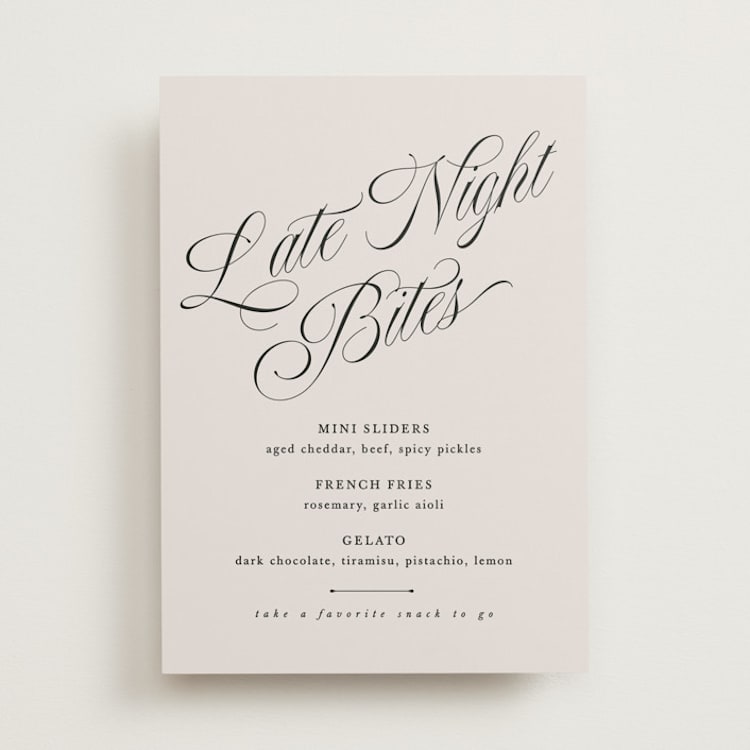 "Mirin" - Menu Signs in Linen by Kate Ahn - Front