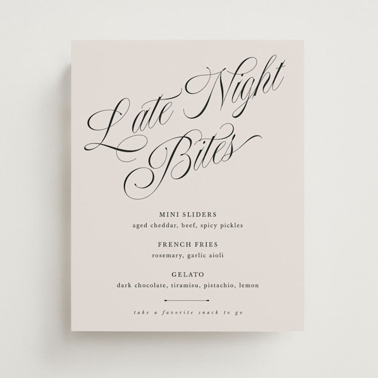 "Mirin" - Menu Signs in Linen by Kate Ahn - Front