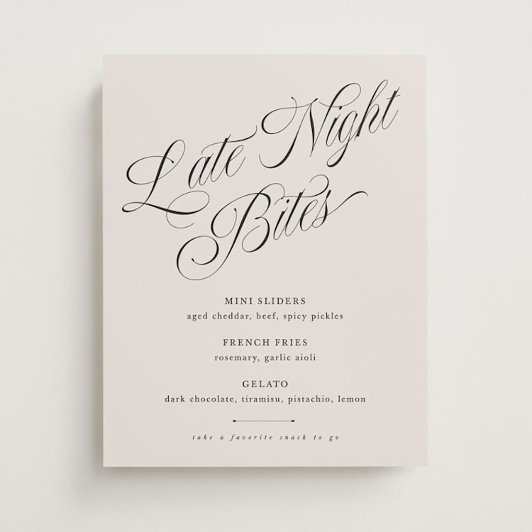 "Mirin" - Menu Signs in Linen by Kate Ahn - Front
