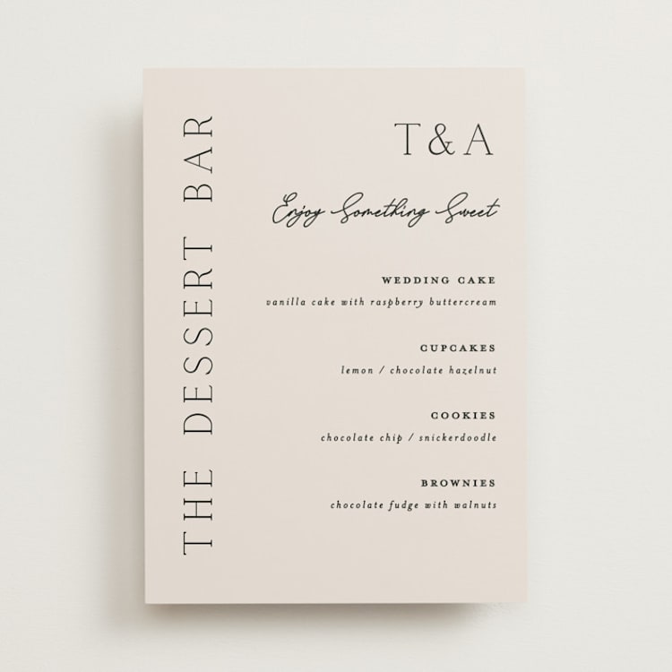 "In Love" - Menu Signs in Linen by Vanessa Doyle - Front