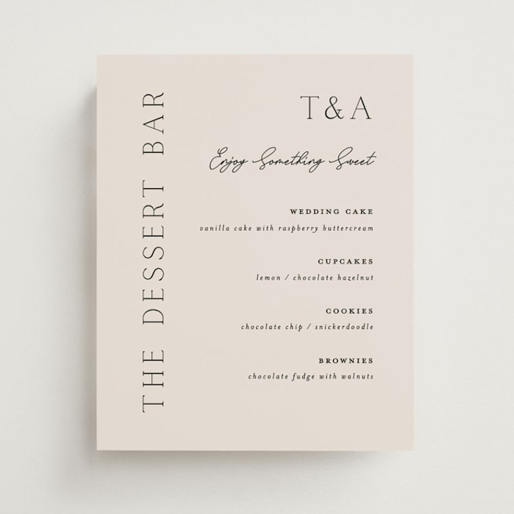 "In Love" - Menu Signs in Linen by Vanessa Doyle - Front