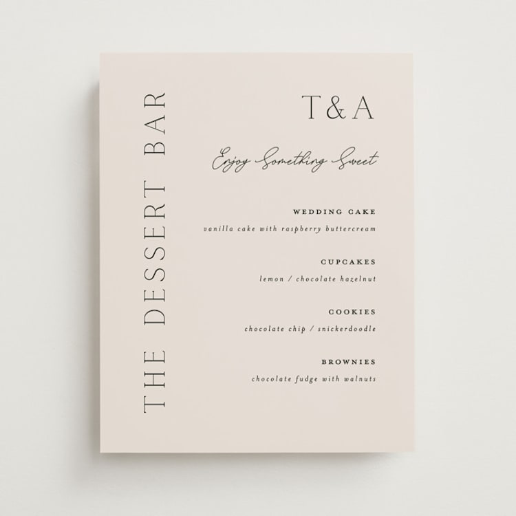 "In Love" - Menu Signs in Linen by Vanessa Doyle - Front