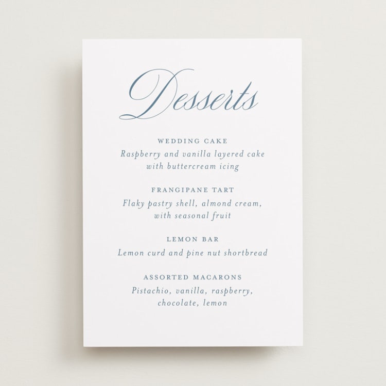 "Empire" - Menu Signs in Dusty Blue by Jennifer Postorino - Front