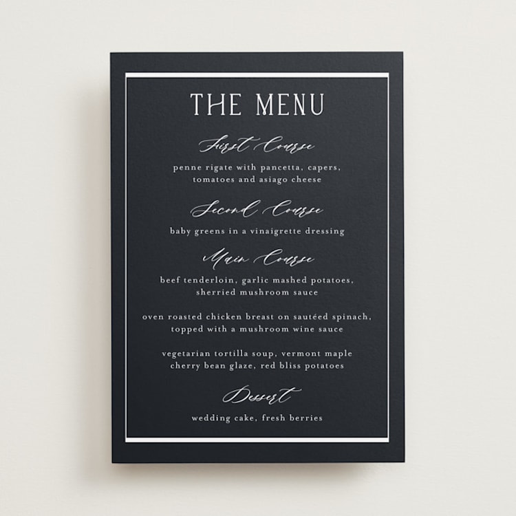 "Luster" - Menu Signs in Ocean by Stacey Meacham - Front