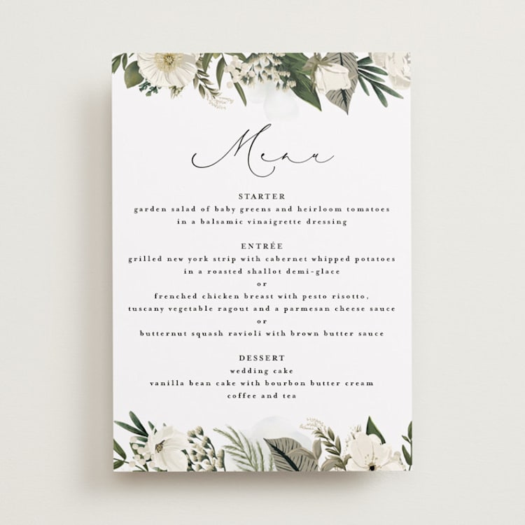 "Classic Love" - Menu Signs in Vanilla by Susan Moyal - Front
