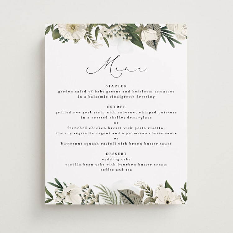 "Classic Love" - Menu Signs in Vanilla by Susan Moyal - Front