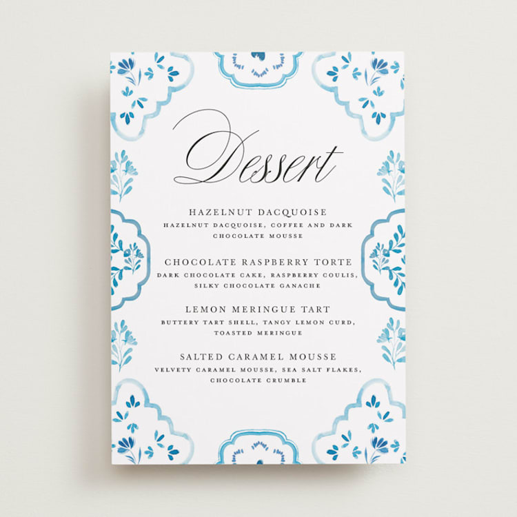 "Almafi" - Menu Signs in Cerulean by Itsy Belle Studio - Front
