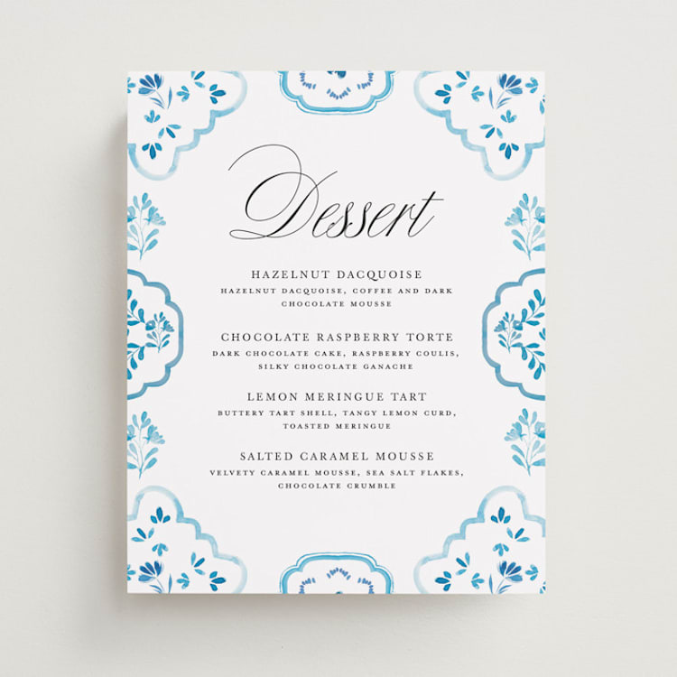 "Almafi" - Menu Signs in Cerulean by Itsy Belle Studio - Front