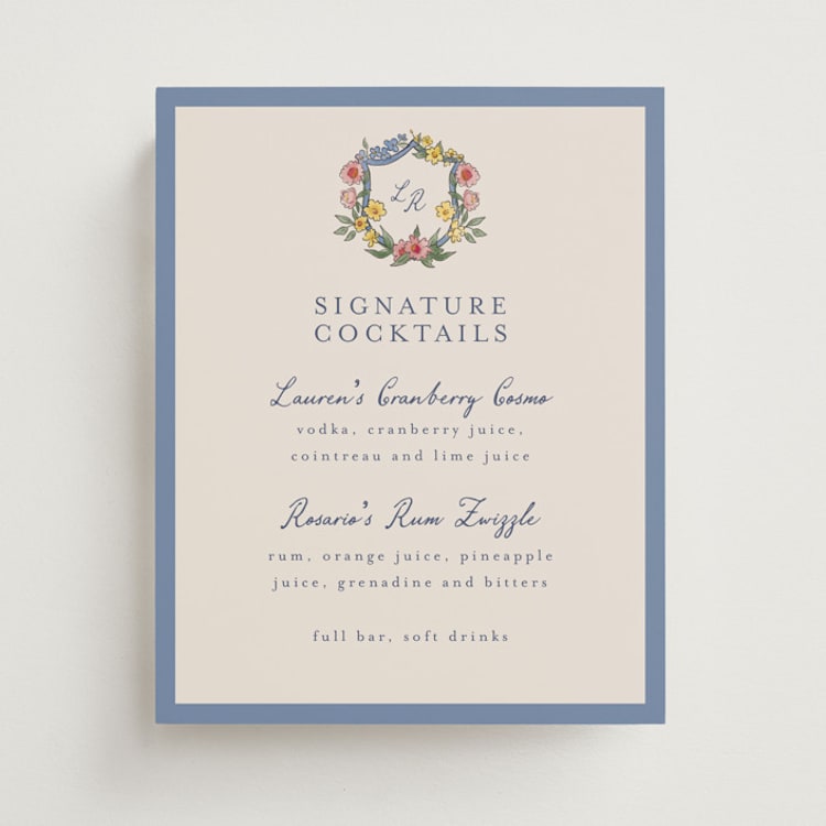 "A wedding in Low Country" - Menu Signs in Cornflower by Chris Griffith - Front