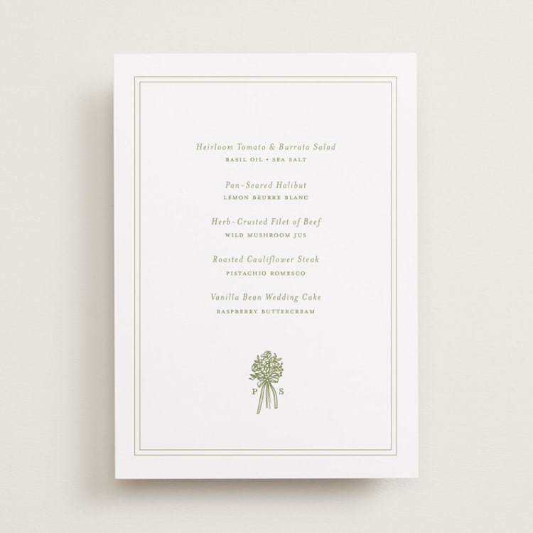 "wedding bouquet" - Menu Signs in Pistachio by Lori Wemple - Front