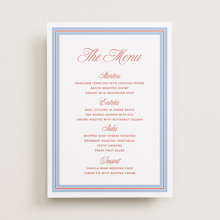 "Charm" - Menu Signs in Strawberry by Kelly Watkins - Front