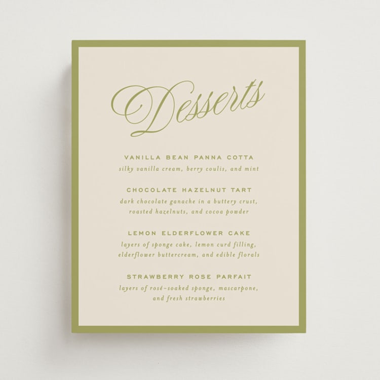 "rory" - Menu Signs in Olive by Ellen Schlegelmilch - Front