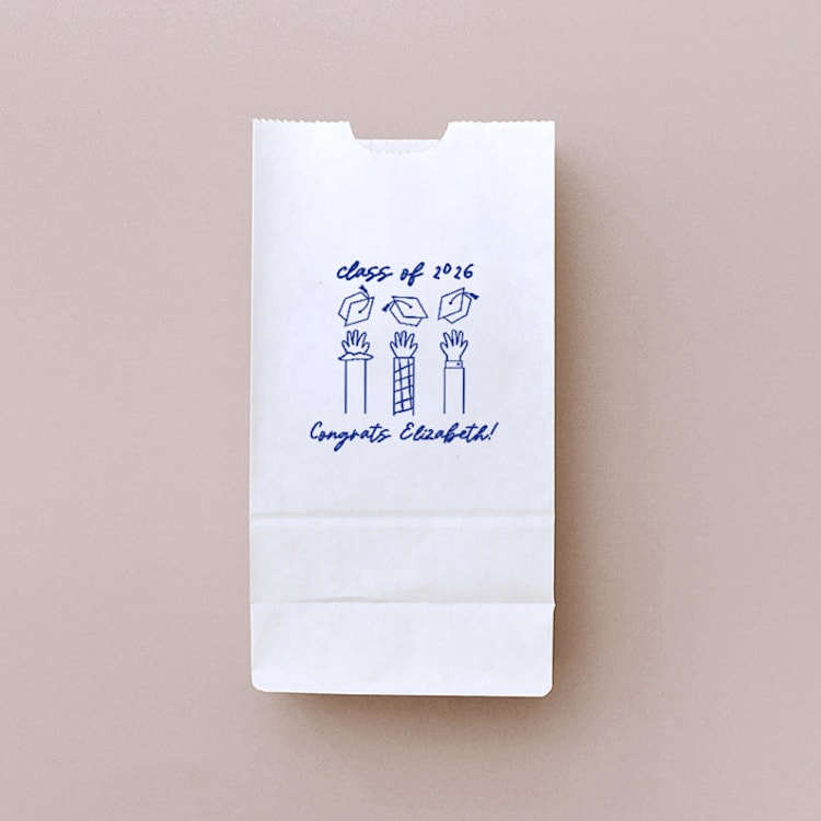 "Tossed Graduation Caps Favor Bag, set of 25" - Favor Bags in white by ForYourParty