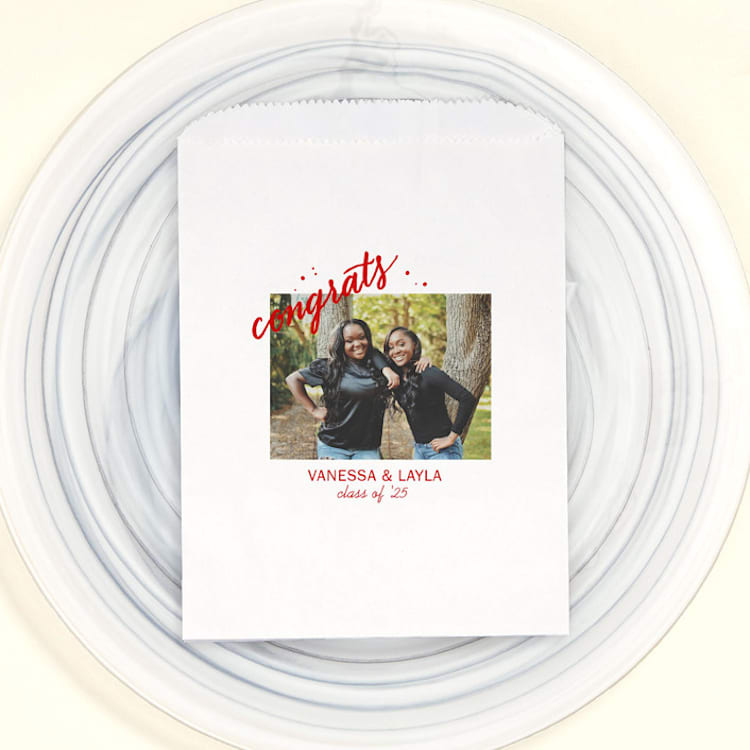 "Congrats Grad Confetti Custom Photo Party Bag, set of 25" - Favor Bags in white by ForYourParty