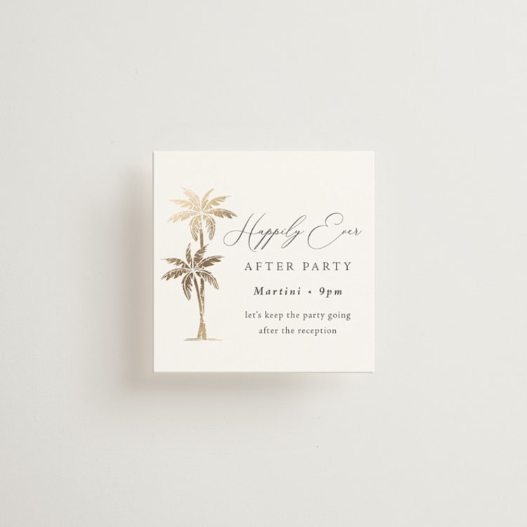 "Palm Monogram" - Mini Enclosure Cards in Leaf by Olivia Raufman - Front