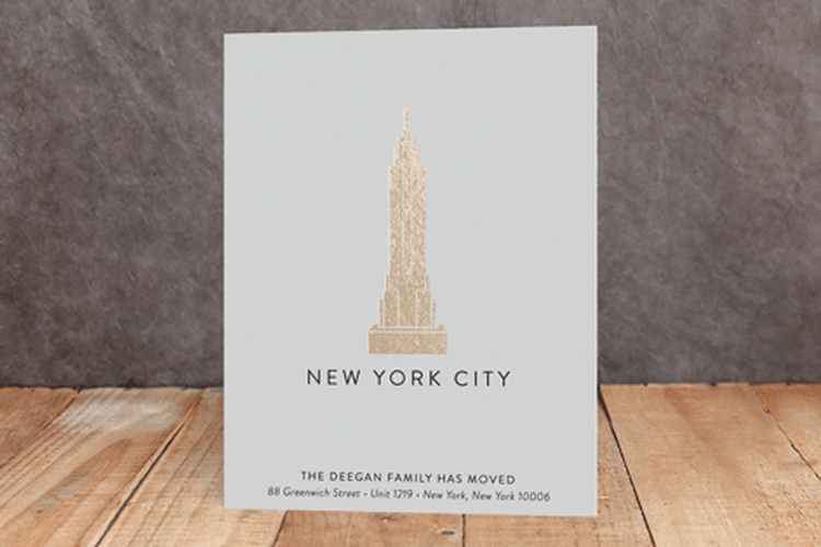 "Landmark New York City" - Moving Announcements in Gold by Erin Deegan - Front