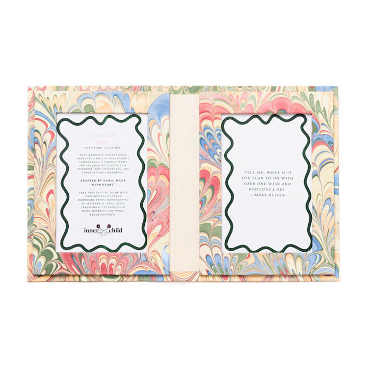 "Hand Marbled Picture Frame Folding Book, 4x6 in Multicolor Marbling" - Frames in multicolorassorted-colors by Inner Child
