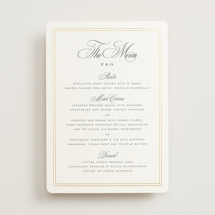 "tompouce" - Foil-Pressed Menus in Diamond by chocomocacino - Front