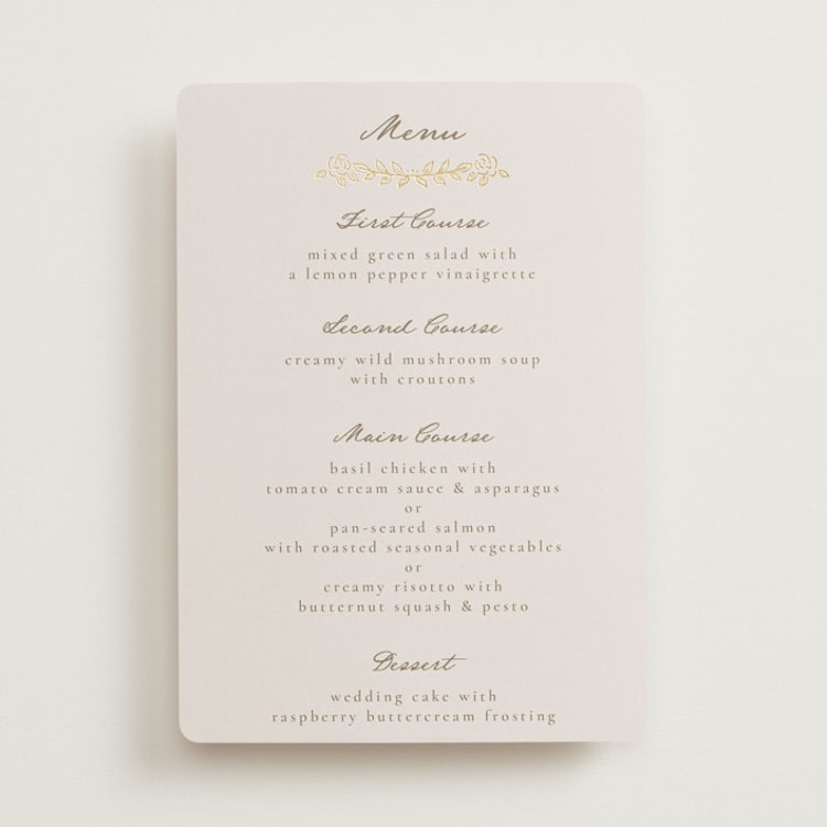 "Manuet" - Foil-Pressed Menus in Vanilla by Petra Kern - Front