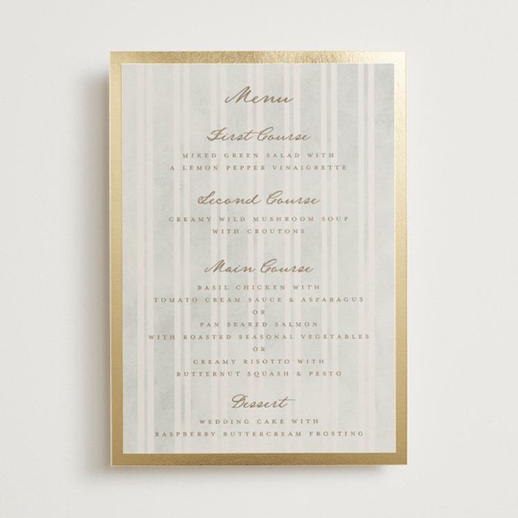 "Mountain Love" - Foil-Pressed Menus in Dew by Petra Kern - Front