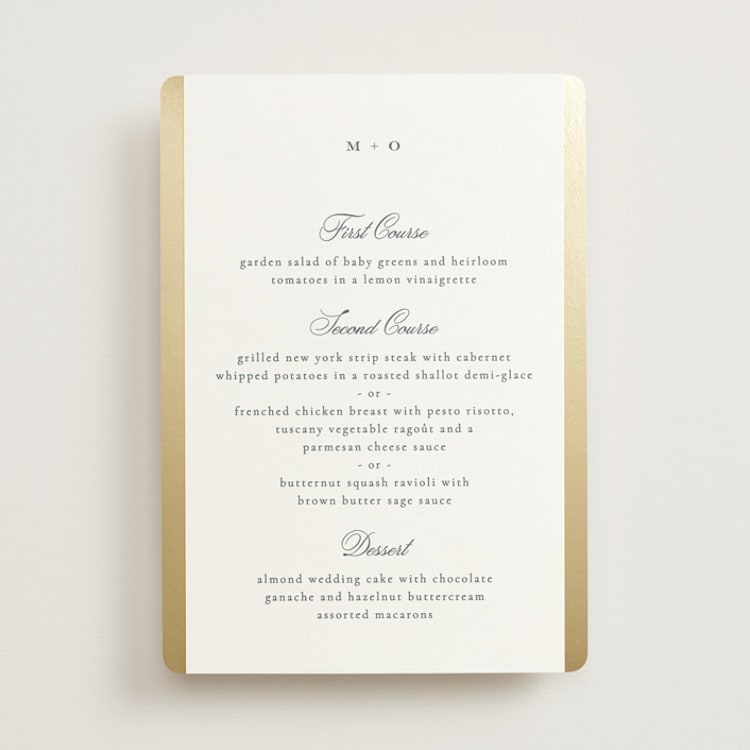 "The Ritz" - Foil-Pressed Menus in Quartz by Kristie Kern - Front